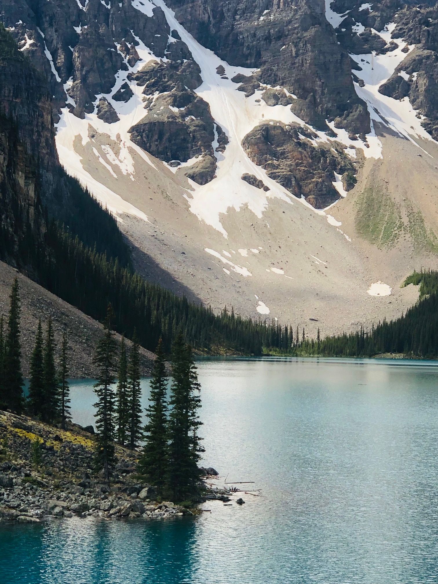 Still snow on the mountains in Banff.
